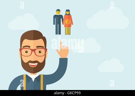 Man pointing the man with a pregnant women icon Stock Vector