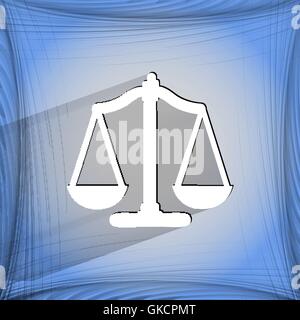 Scales balance. Flat modern web button on a flat geometric abstract background Stock Vector