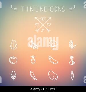 Food and drink thin line icon set Stock Vector