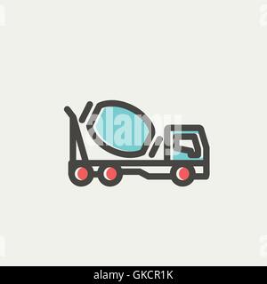 Concrete mixer truck thin line icon Stock Vector