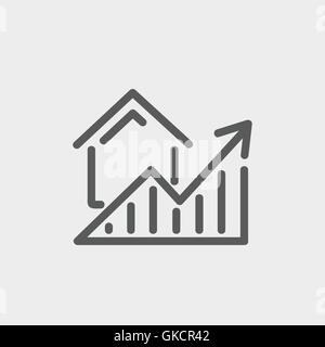 Residential Graph Increases thin line icon Stock Vector