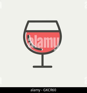 Glass of wine thin line icon Stock Vector