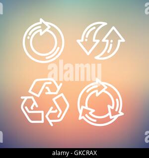 Set of recycle arrow thin line icon Stock Vector