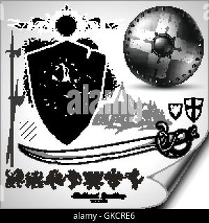 set of heraldic elements Stock Vector
