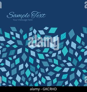 Vector Blue Mosaic Texture Horizontal Frame Seamless Pattern Background Stock Vector