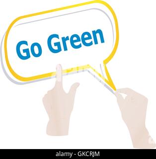 hands holding abstract cloud with go green word vector Stock Vector