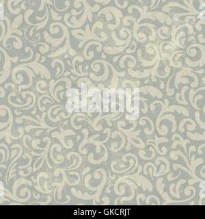 Seamless Vintage Floral Pattern. With Grunge Textured Background Stock Vector