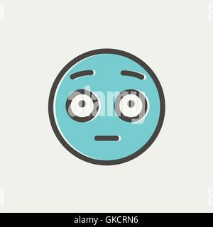 Frightened face thin line icon Stock Vector