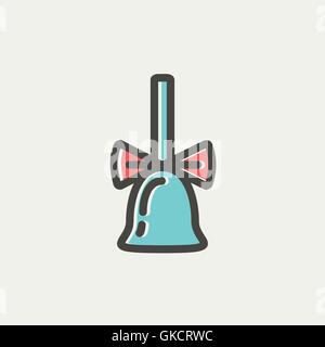 School bell with ribbon thin line icon Stock Vector
