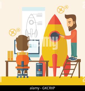 Two man for start up business Stock Vector