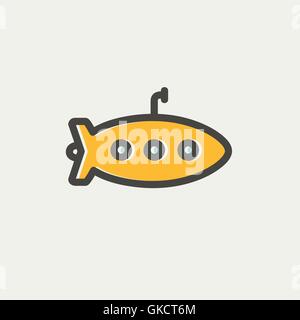 Submarine thin line icon Stock Vector