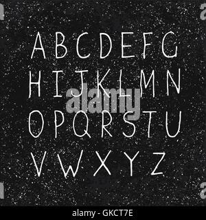 Hand-drawn Alphabet on Aged Blackboard Texture Stock Vector