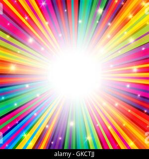 Colorful Rays Psychedelic Background with Space for Your Text in Stock Vector