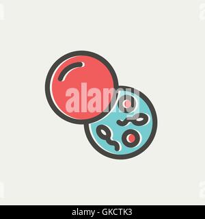 Petri dish with bacteria thin line icon Stock Vector