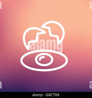 Broken egg with yolk thin line icon Stock Vector