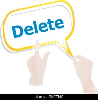 hands holding abstract cloud with delete word vector Stock Vector