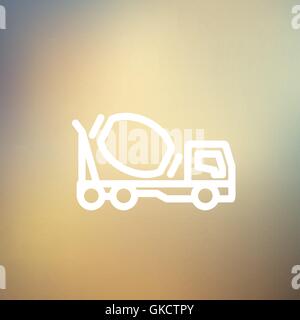 Concrete mixer truck thin line icon Stock Vector