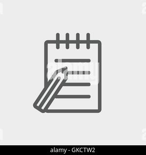 Writing pad and pen thin line icon Stock Vector