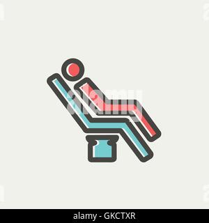 Man sitting on the dental chair thin line icon Stock Vector