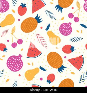 Vector colorful tasty fruit seamless pattern background Stock Vector