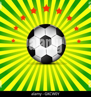 Illustration football card in Brazil flag colors. Soccer ball. Stock Vector