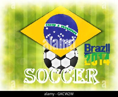 Illustration football card in Brazil flag colors Stock Vector