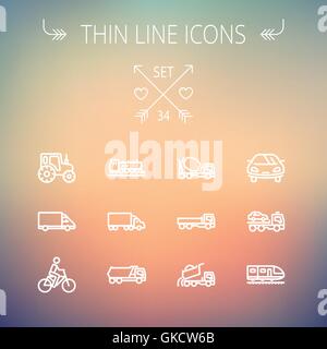 Transportation thin line icon set Stock Vector