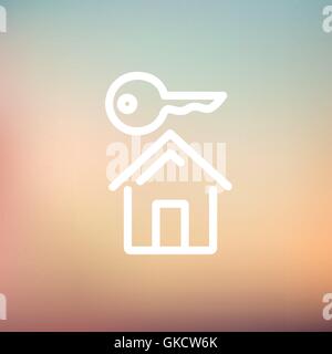 Key for house thin line icon Stock Vector