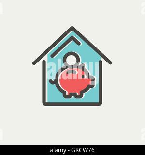 Saving thin line icon Stock Vector