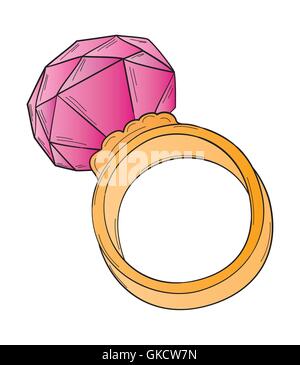 gold ring with big stone Stock Vector