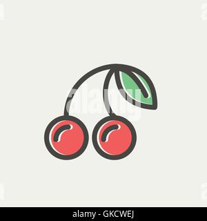 Cherry thin line icon Stock Vector