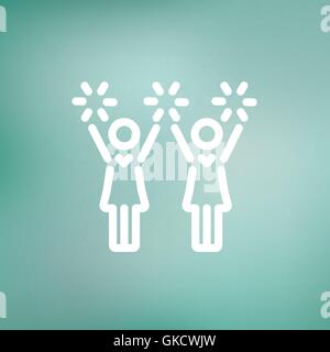 Cheerleaders thin line icon Stock Vector