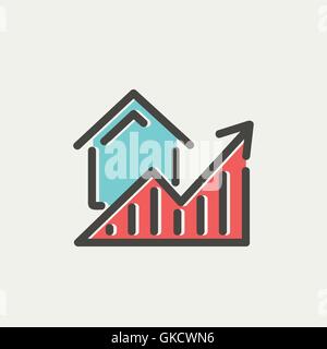 Residential Graph Increases thin line icon Stock Vector