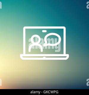 Video chat online thin line icon Stock Vector