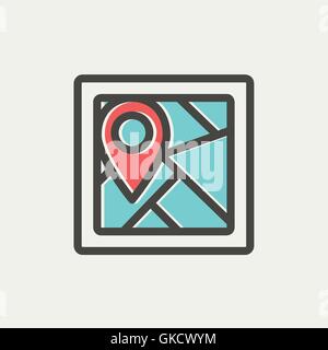Map pointer house thin line icon Stock Vector