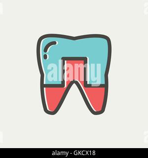 Crowned tooth thin line icon Stock Vector