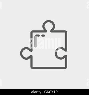 Jigsaw Puzzle thin line icon Stock Vector