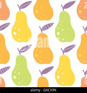 Vector yummy pears seamless pattern background Stock Vector