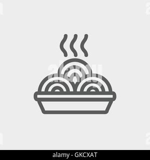 Hot meal in plate thin line icon Stock Vector