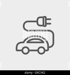 Electric car thin line icon Stock Vector