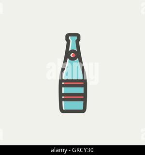 Champagne bottle thin line icon Stock Vector