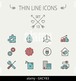 Ecology thin line icon Stock Vector
