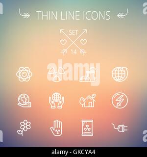 Ecology thin line icons Stock Vector