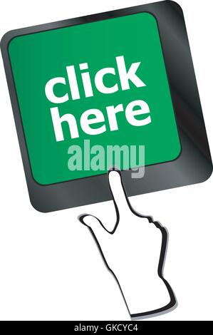 Keyboard with click here button, internet concept vector Stock Vector
