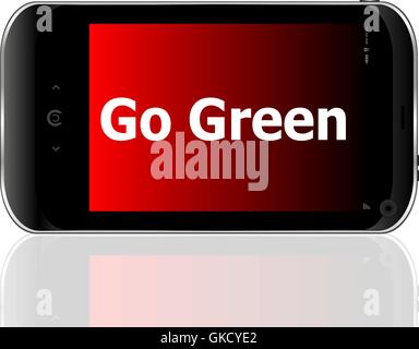 Mobile phone and go green word on it vector Stock Vector