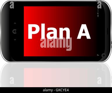 plan a word on smart mobile phone with blue screen vector Stock Vector