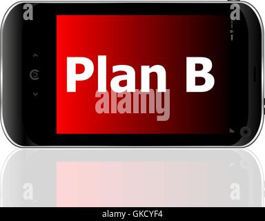 plan b word on smart mobile phone with blue screen vector Stock Vector