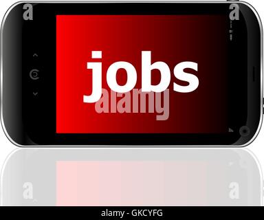 smartphone with word jobs on display, business concept vector Stock Vector