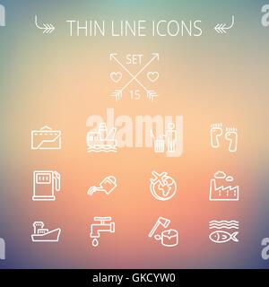 Ecology thin line icon Stock Vector