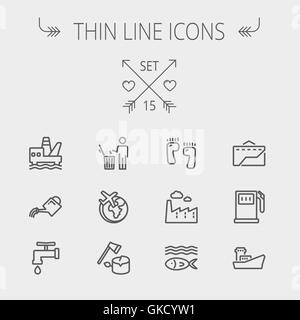 Ecology thin line icon Stock Vector